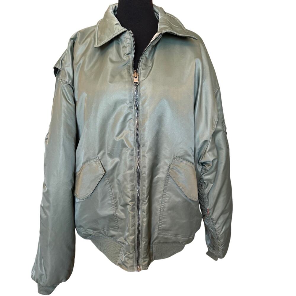 New ~ TOPSHOP Nordstrom Reversible Collared Nylon Bomber Jacket Size 4-6 green